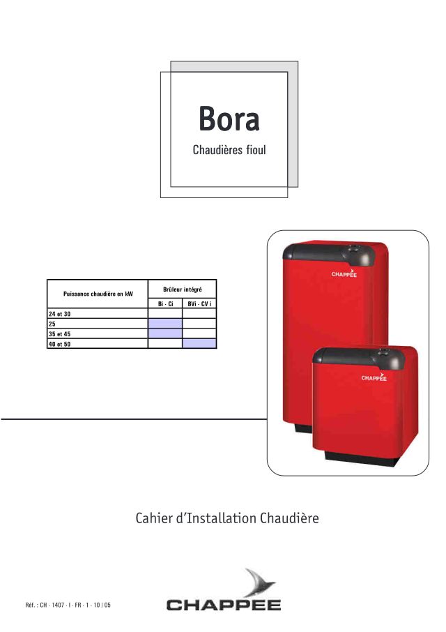 Premiere page : Notice d'installation Chappee BORA FIOUL 35 CVi V10 (2010→2015)
