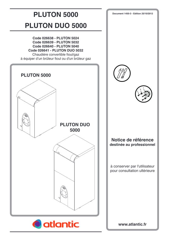 Premiere page : Notice d'installation Atlantic PLUTON 5032 (026639)