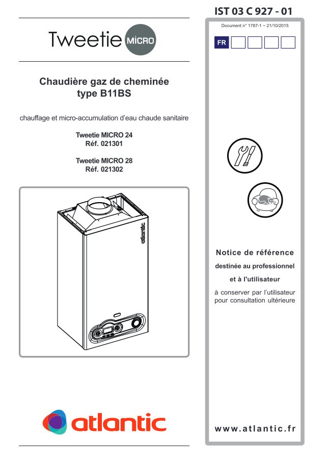 Première page : Notice d'installation Atlantic TWEETIE MICRO 24