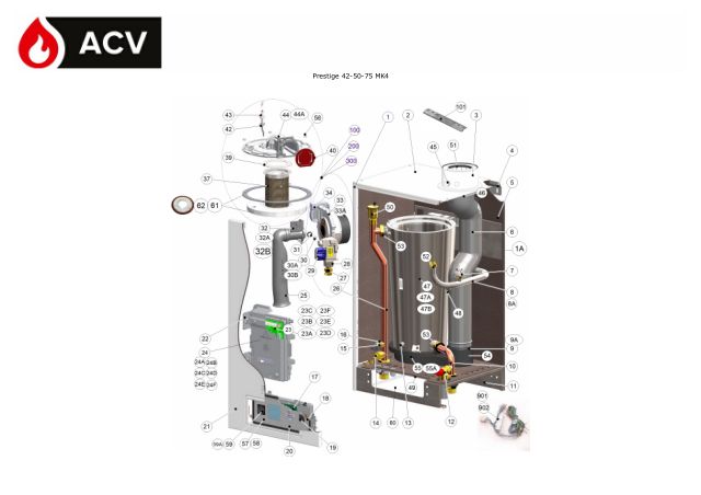 Premiere page : Vue éclatée et pièces détachées ACV Prestige SOLO 42 MK4