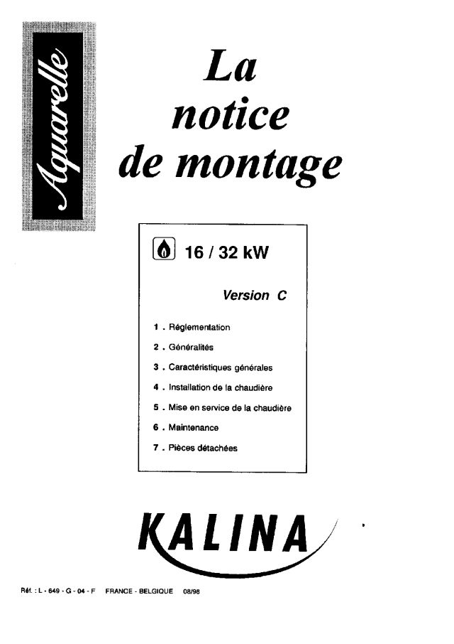 Premiere page : Notice d'utilisation Chappee KALINA AQUARELLE C-20