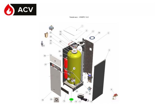 Premiere page : Vue éclatée et pièces détachées ACV HeatMaster 85 TC V13 (05646401)