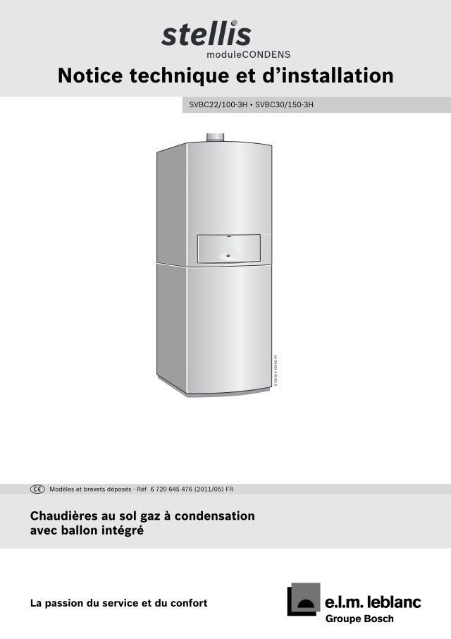 Première page : Notice d'installation Elm Leblanc SVBC22/100-3H