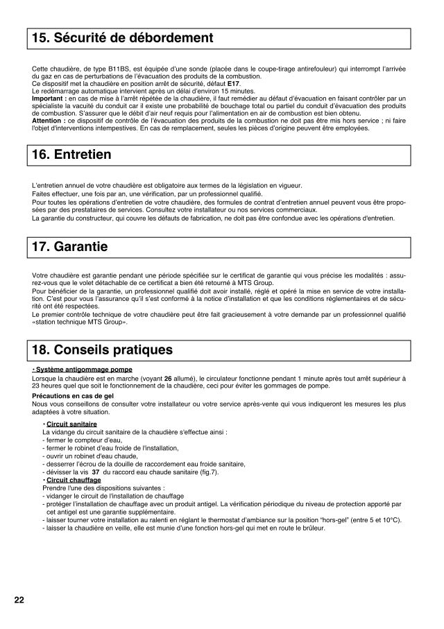 Première page : Notice de maintenance Chaffoteaux ALUDRA DELTA 24 CF N FR