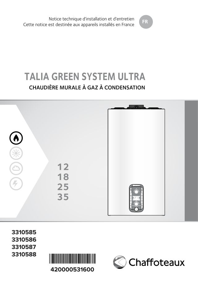 Première page : Notice d'installation Chaffoteaux TALIA GREEN SYS ULTRA 18