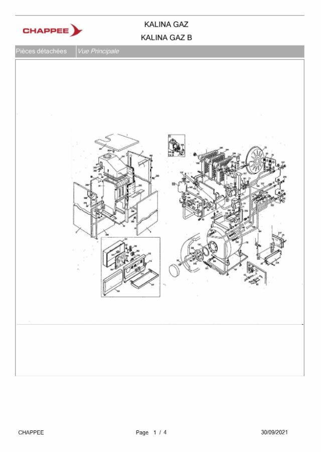 Première page : Pièces détachées Chappee KALINA GAZ B23