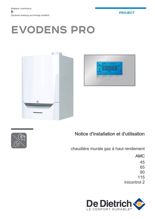 Première page : Notice d'installation De Dietrich EVODENS PRO AMC 65 Inicontrol 2