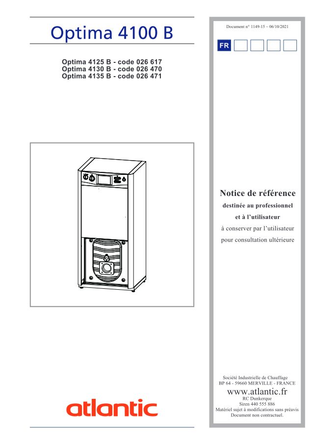 Premiere page : Notice d'installation Atlantic OPTIMA 4125 B (026617)