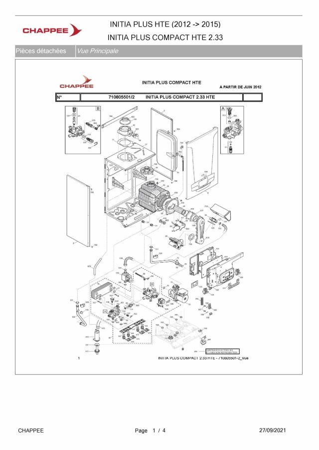 Première page : Pièces détachées Chappee INITIA + COMPACT 2.33 HTE