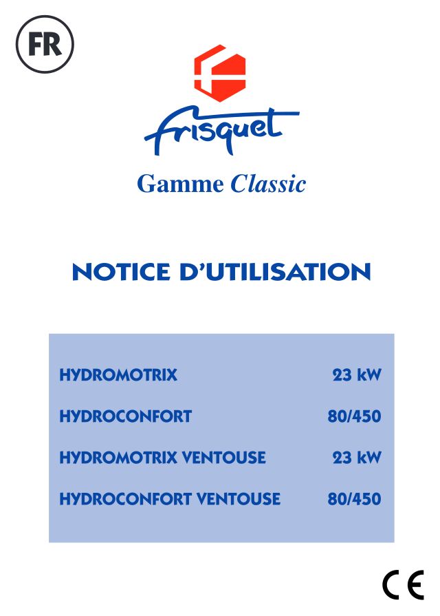 Première page : Notice d'utilisation Frisquet HYDROCONFORT 23KW CLASSIC