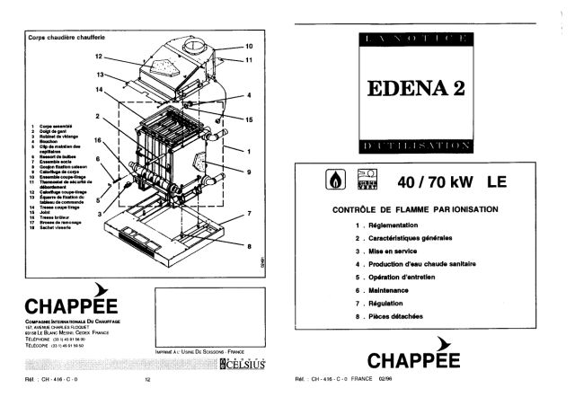 Première page : Notice d'utilisation Chappee EDENA 2 1002/40 LE