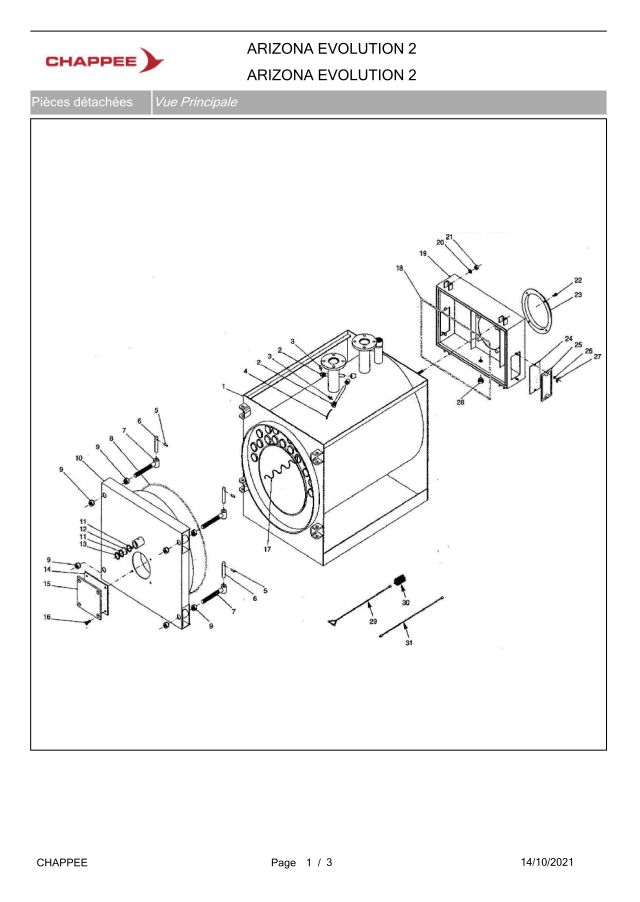 Première page : Pièces détachées Chappee ARIZONA EVOLUTION 2 / 730kW