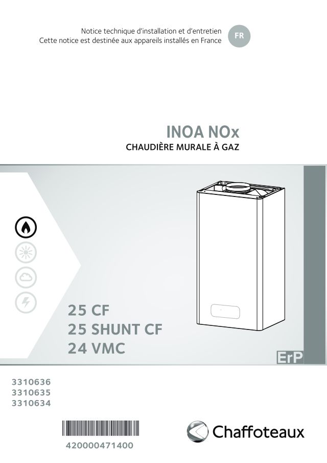 Premiere page : Notice d'installation Chaffoteaux INOA NOX 25 CF FR (3310636)