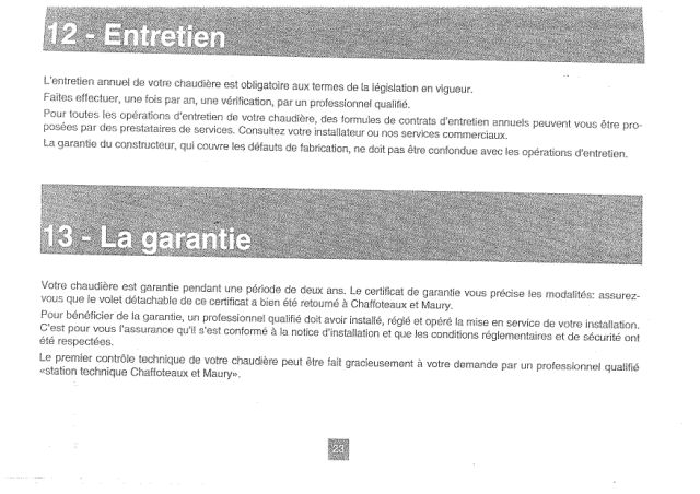 Première page : Notice de maintenance Chaffoteaux CALYDRA 28 FF N FR