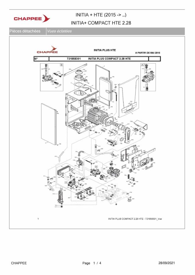 Première page : Pièces détachées Chappee INITIA + COMPACT 2.28 HTE