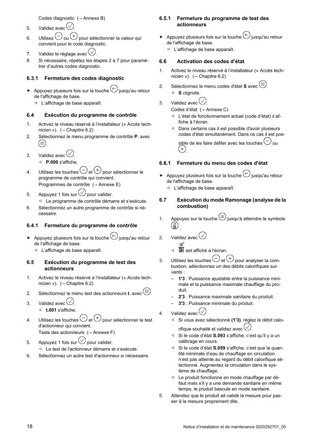 Première page : Reglages combustion Saunier Duval Thema Condens AS 25