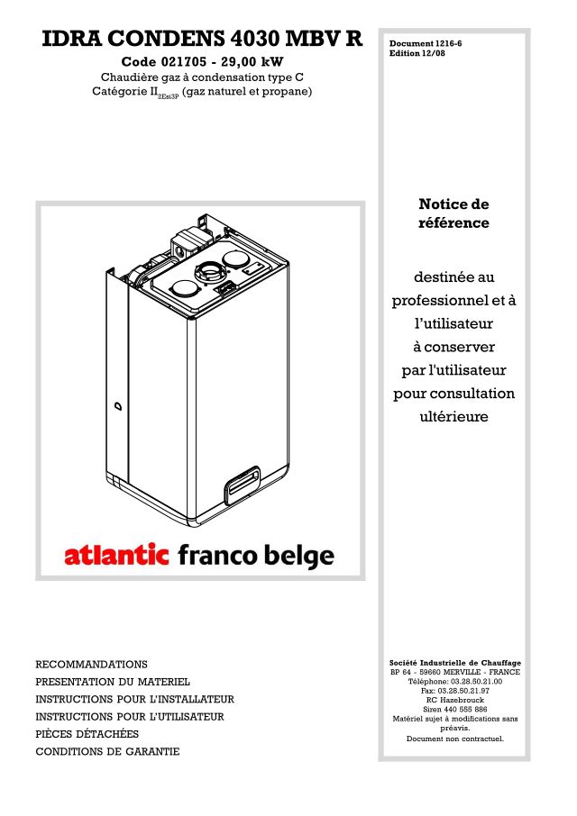 Premiere page : Notice d'utilisation Atlantic IDRA 4030 MBV (7523099Z)