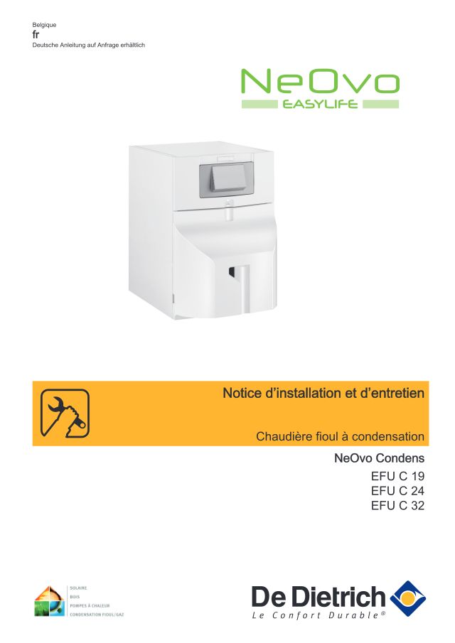 Première page : Notice d'installation De Dietrich NeOvo Condens EFU C 32