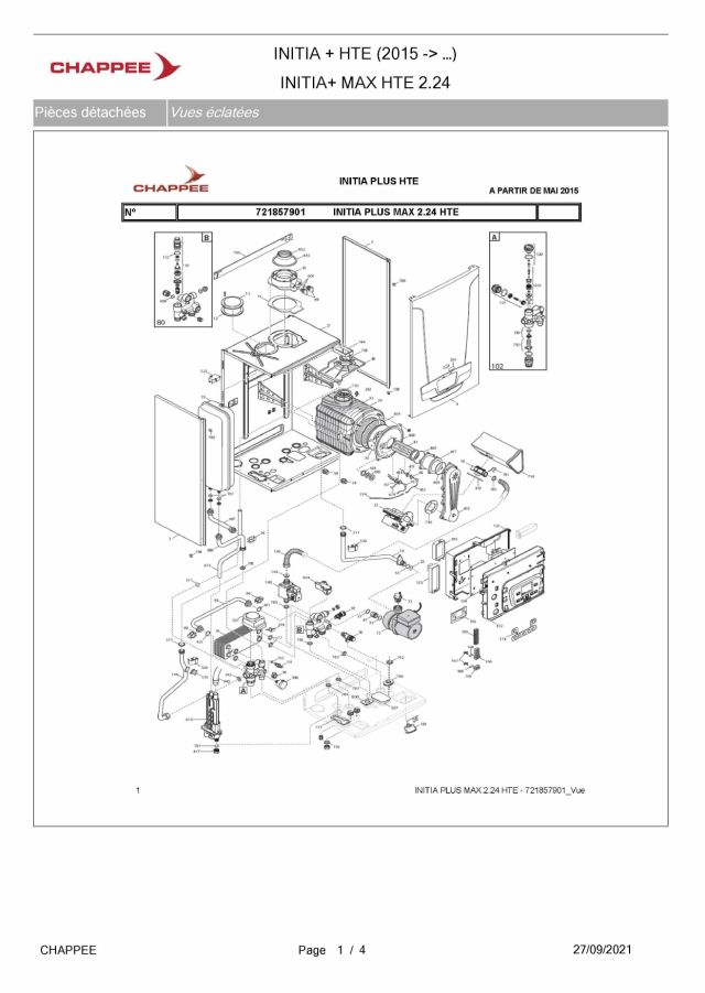 Première page : Pièces détachées Chappee INITIA + MAX 2.24 HTE