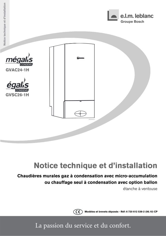 Première page : Notice d'installation Elm Leblanc MEGALIS CONDENS GVSC26-1HN