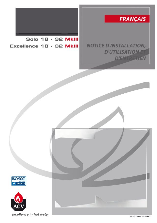 Premiere page : Notice d'utilisation ACV Prestige 18 EXCELLENCE MK3