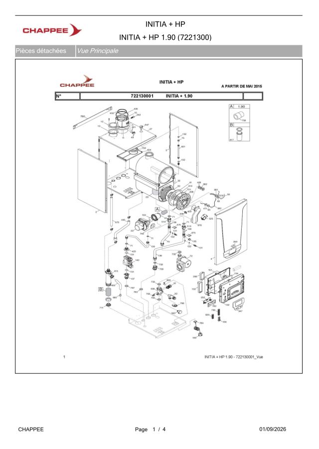 Premiere page : Vue éclatée et pièces détachées Chappee INITIA + HP 1.90 (7740419)