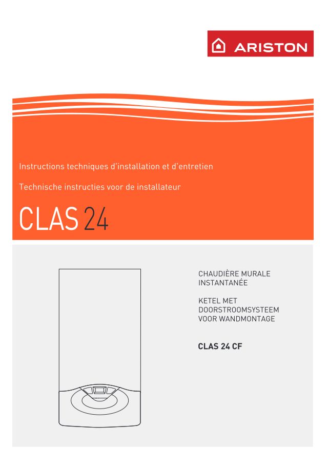 Première page : Notice d'installation Ariston CLAS 24 CF LPG