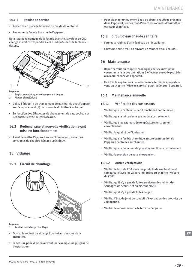 Première page : Notice de maintenance Saunier Duval THEMAPLUS CONDENS F25 A-1