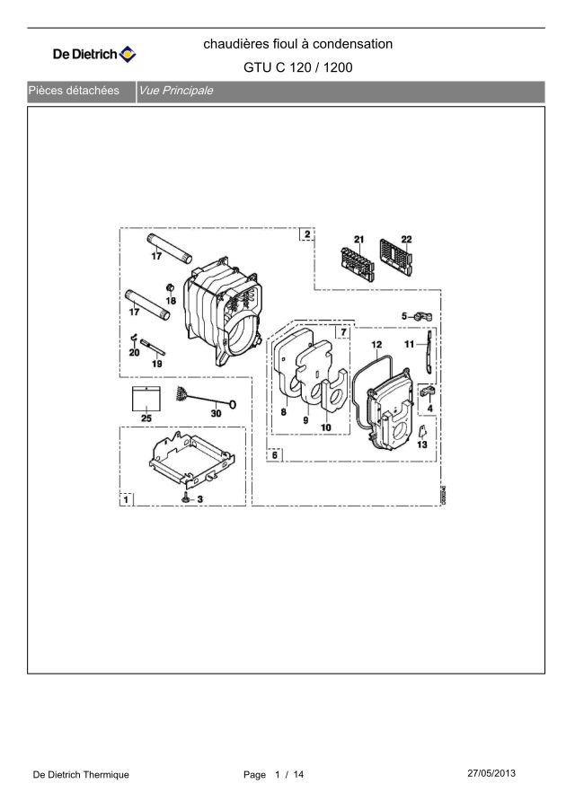 Première page : Pièces détachées De Dietrich GTU C 1203/160