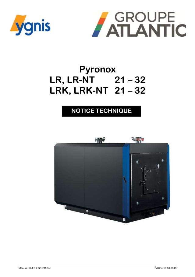 Premiere page : Notice d'installation Atlantic Solutions Chaufferie PYRONOX LR 31 (6B G10 ans) (053834)