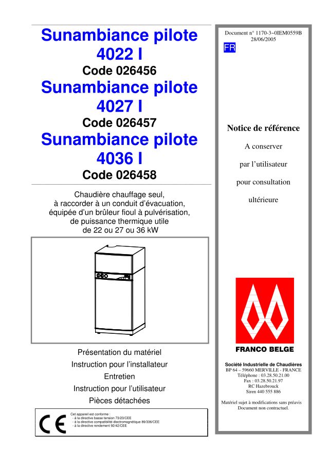 Premiere page : Notice d'installation Atlantic Solutions Chaufferie SUNAMBIANCE 4036 I (026458)