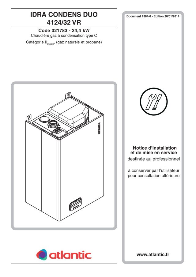 Première page : Notice d'installation Atlantic IDRA CONDENS DUO 4124/32 V R
