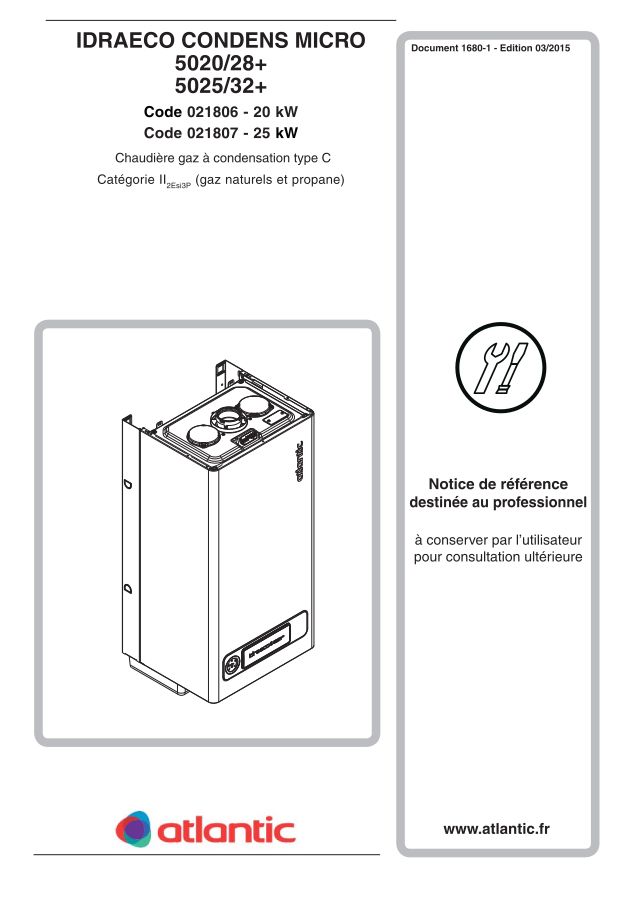 Première page : Notice d'installation Atlantic IDRA CONDENS 5024/32