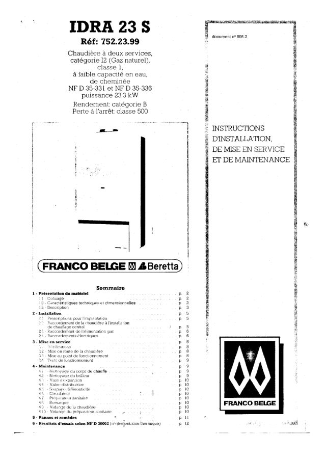 Premiere page : Notice d'installation Atlantic IDRA 23 BVP (7522394P)