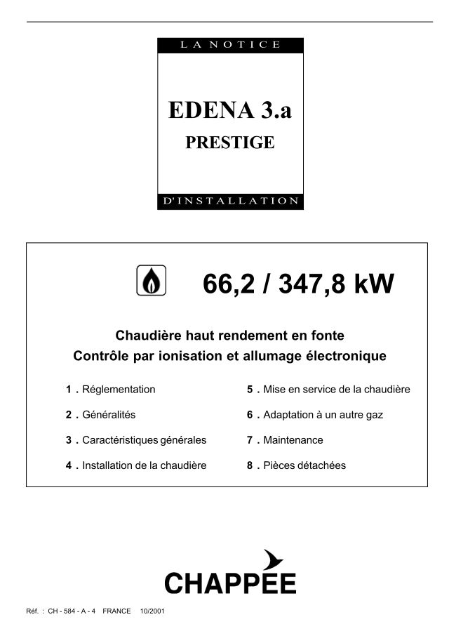 Première page : Notice d'installation Chappee EDENA 3 PRESTIGE 6