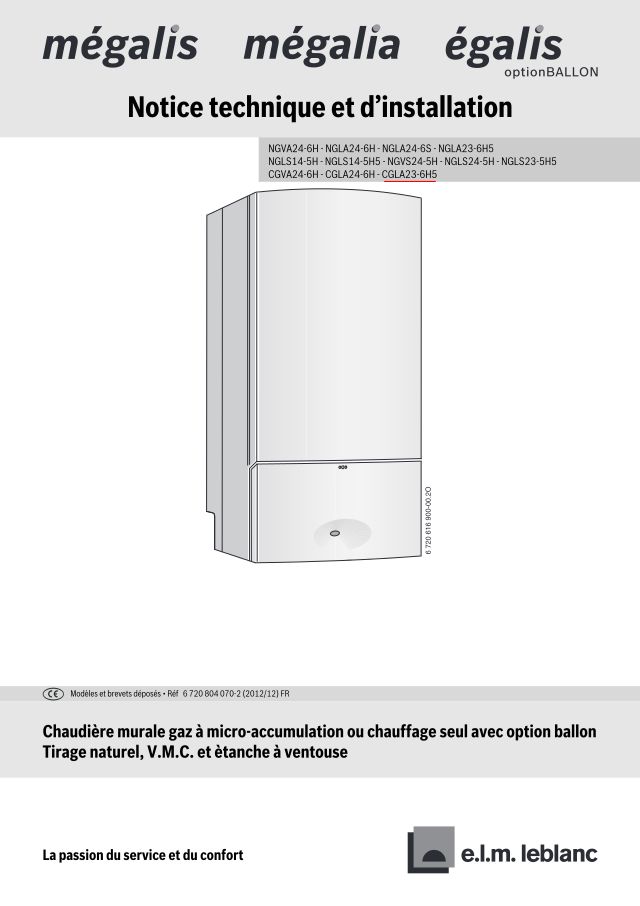 Premiere page : Notice d'installation Elm Leblanc MEGALIS CGVA 24-6HN 8L (7716704681)