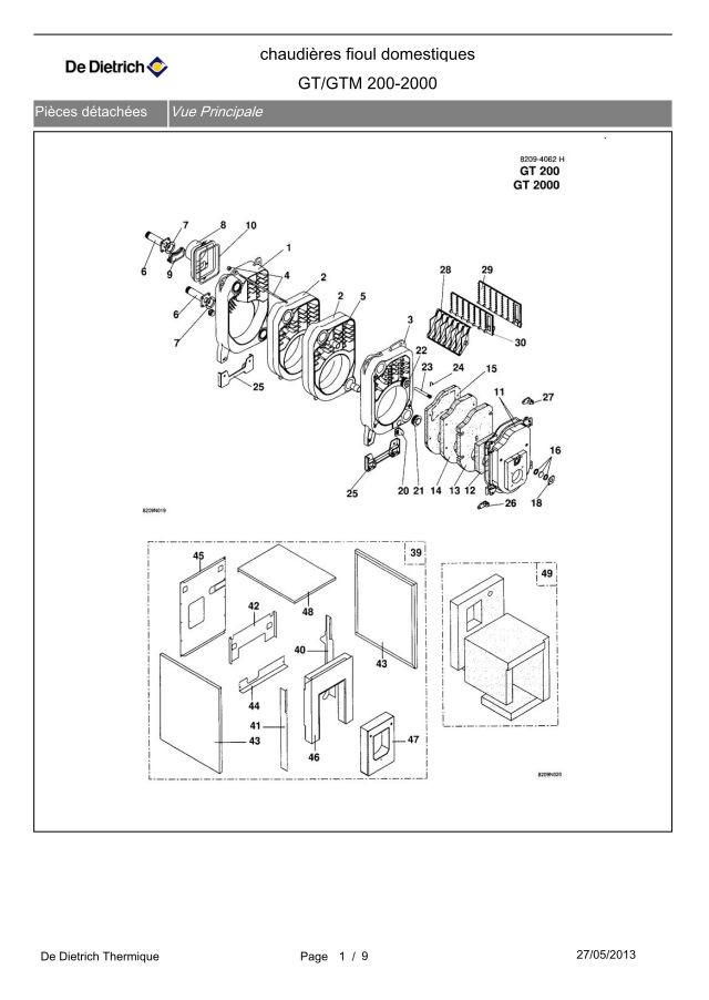 Première page : Pièces détachées De Dietrich GTM 2003