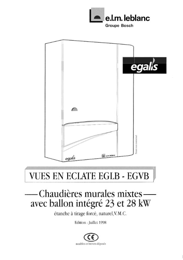 Premiere page : Vue éclatée et pièces détachées Elm Leblanc EGALIS GVM28