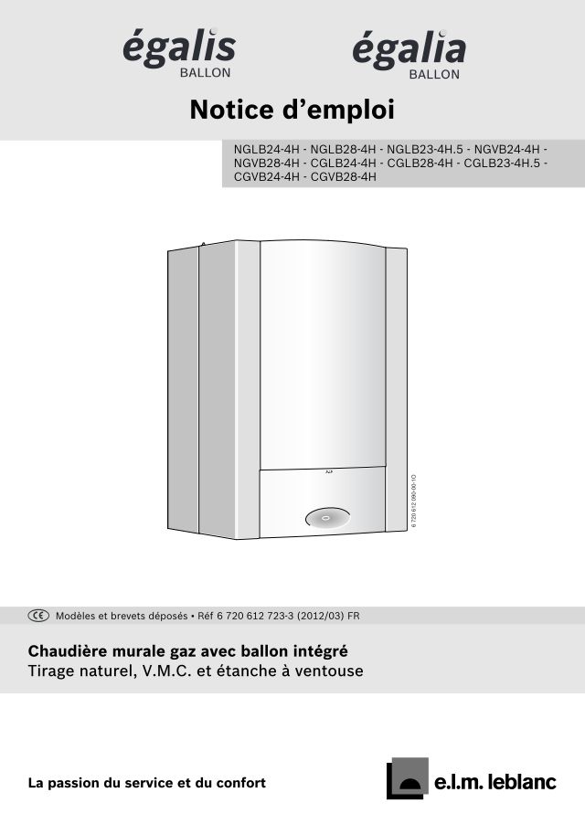 Premiere page : Notice d'utilisation Elm Leblanc EGALIS CGLB28-4HN (7716701123)