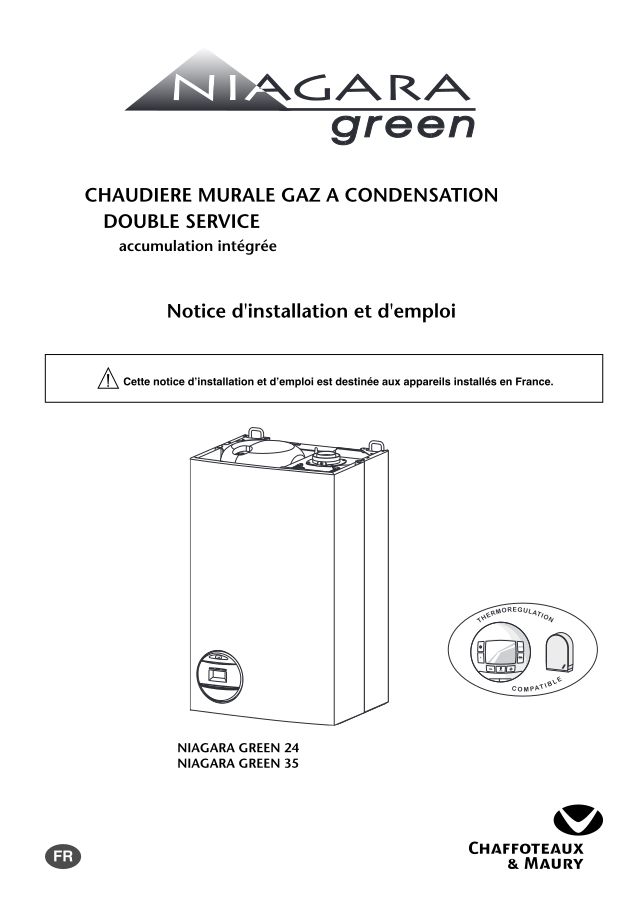 Première page : Notice d'installation Chaffoteaux NIAGARA GREEN 35 NAT FR