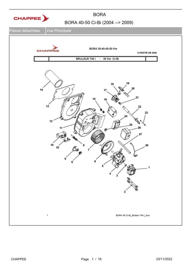 Première page : Pièces détachées Chappee BORA FIOUL 40 Bi V10 (2010→2015)