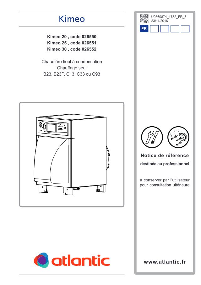 Première page : Notice d'installation Atlantic KIMEO 25