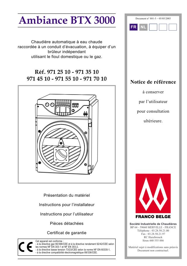 Première page : Notice d'installation Atlantic AMBIANCE BTX 3060