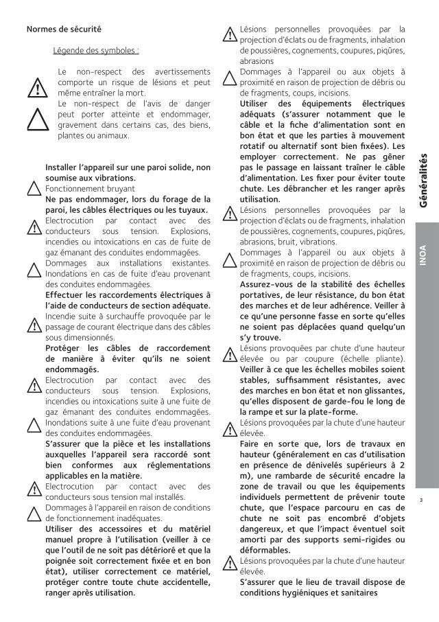 Première page : Tableau des paramètres Chaffoteaux INOA EVO 25 CF GPO FR