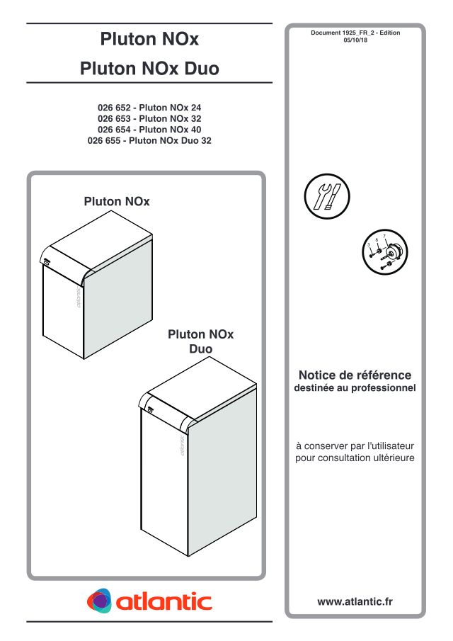 Première page : Notice d'installation Atlantic PLUTON NOX 40
