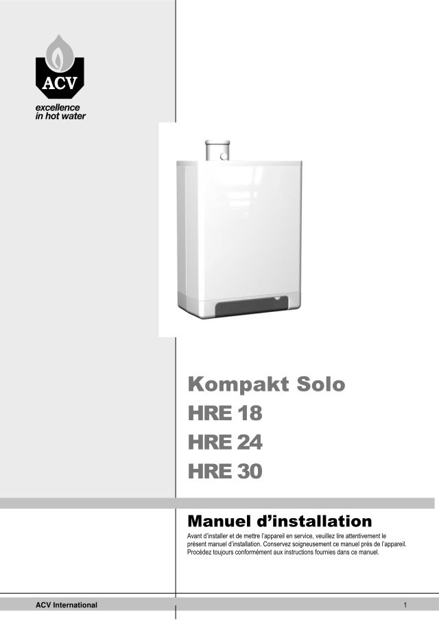 Premiere page : Notice d'installation ACV Kompakt SOLO HRE 24 (I048887)