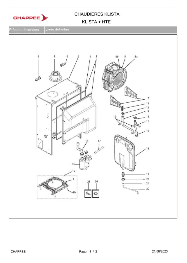 Première page : Pièces détachées Chappee KLISTA HTE GBI / BGVI 24
