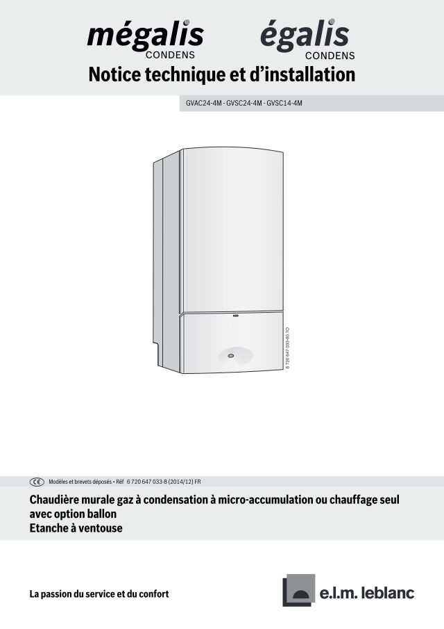 Première page : Notice d'installation Elm Leblanc MEGALIS CONDENS GVS C 24-4MB