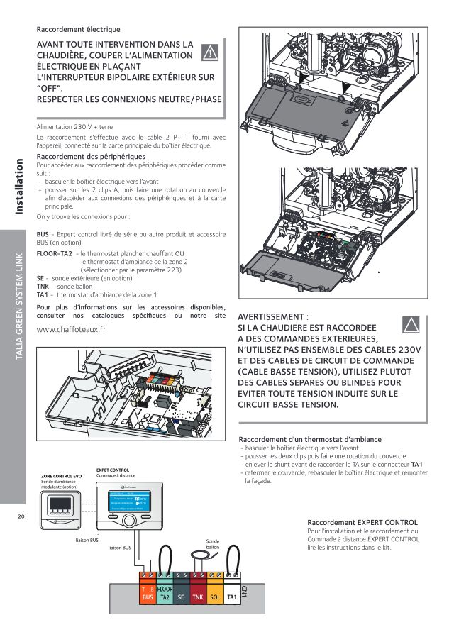 Première page : Schéma électrique Chaffoteaux TALIA GREEN SYS LINK 35