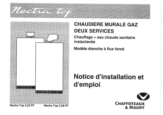 Première page : Notice d'installation Chaffoteaux NECTRA TOP 2.23 FF P FR